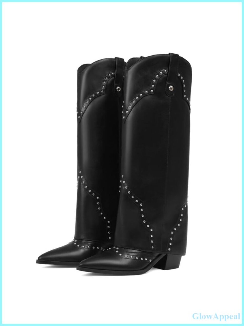 Cowgirl Cowboy Knee High Boots Fold Over Western Snip Toe Women